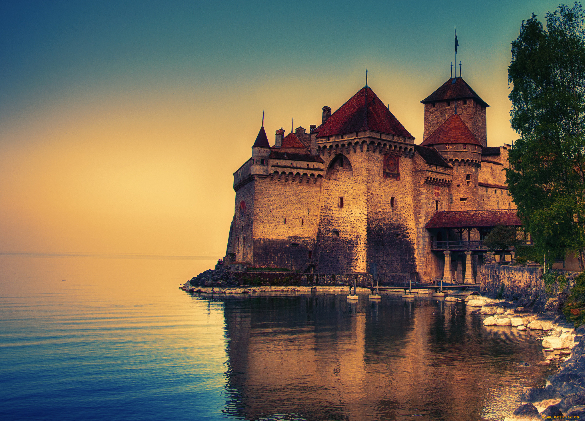  ,  , ,   , , switzerland, chillon, castle, , , , lake, geneva